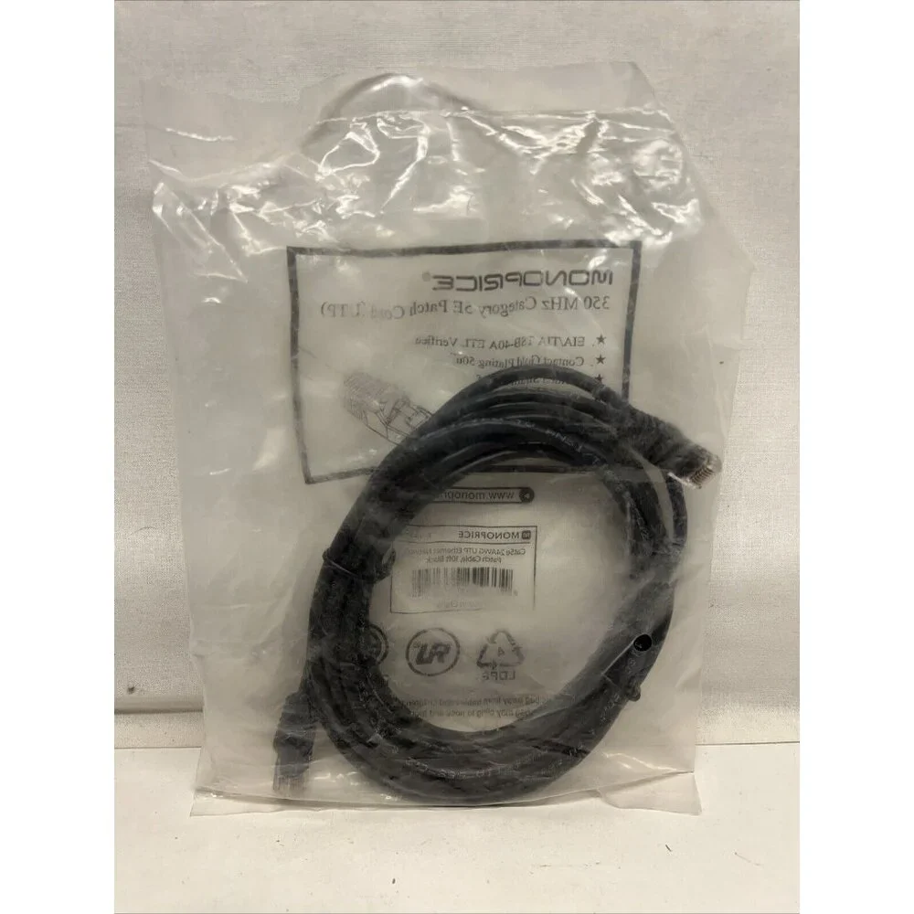 NEW Monoprice Booted Cat 5E Ethernet Patch Cord Black10 ft. Part #3384